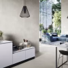 48x48 concrete look tile Urban Sand in a modern interior as wall and floor tile