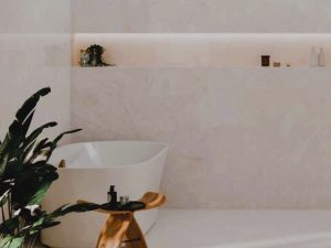 Sapphire Cream cream polished porcelain tile with soft beige movement