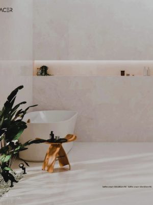 Sapphire Cream luxurious cream polished porcelain tile with soft beige movement