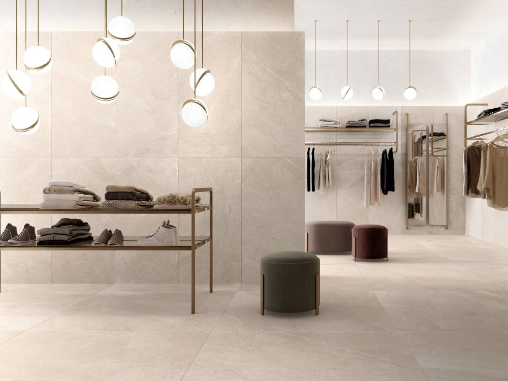 24x48 tune ivory on as wall tile in a high-end boutique