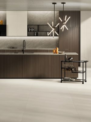 48x48-Lunar-White-Concrete-look-tile-in-a-ultra-modern-kitchen-floor