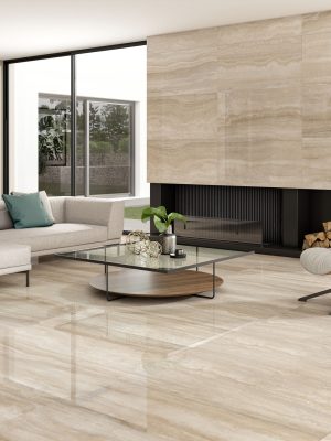 polished porcelain tile from Spain that looks like travertine is on Clearance sale.