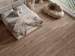 Bedroom Tile Design Ideas 1 a pretty bedroom with warm wood look tile floor