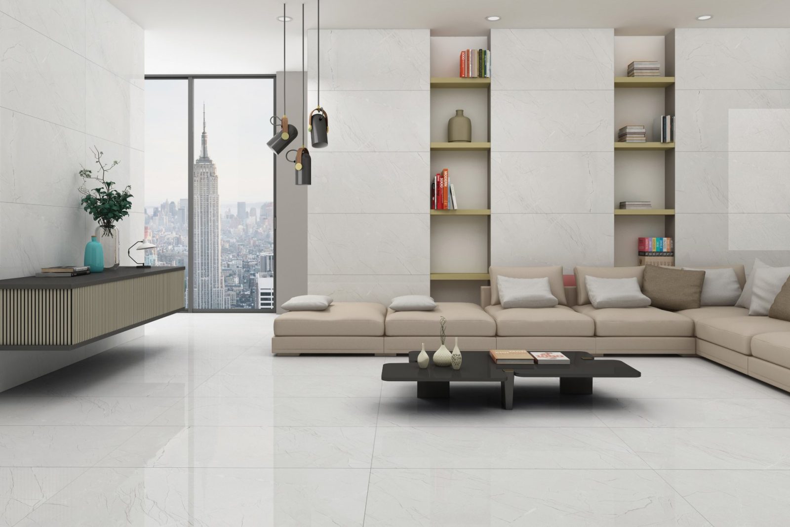 Living Room Tile Design Ideas 49 Spacious room looking inviting with light color floor tiles