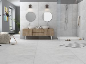 Stunning Porcelain Tile Ideas for Bathrooms 1 Modern bathroom with minimalist design.