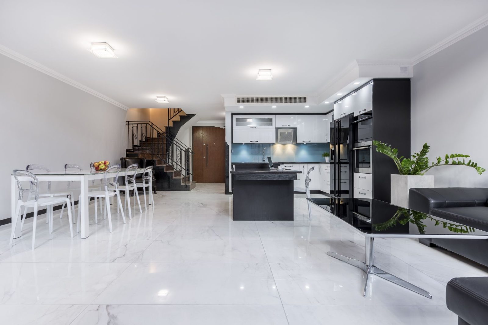 How to Choose a White Marble Tile 2 Modern kitchen and dining area design