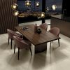 a dining room with 24x48 limestone sand color
