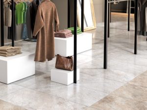 Travetino Almond & White in a commercial setting