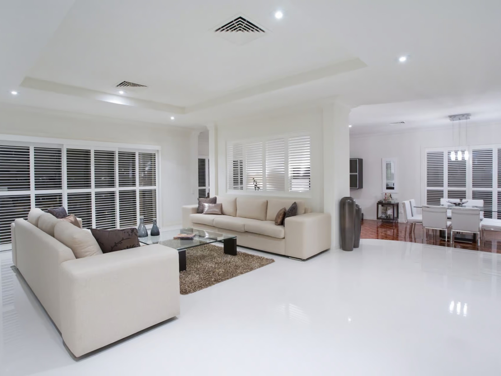 modern living room with a white tile. large format