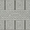 Detailed view of four Intarsi Vinci 24x48 porcelain tiles showing the interlocking black and white geometric mosaic pattern and textured non-polished finish.