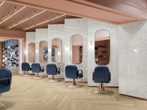 Italgraniti Statuarietto polished porcelain tile used as wall tile in a luxury commercial interior